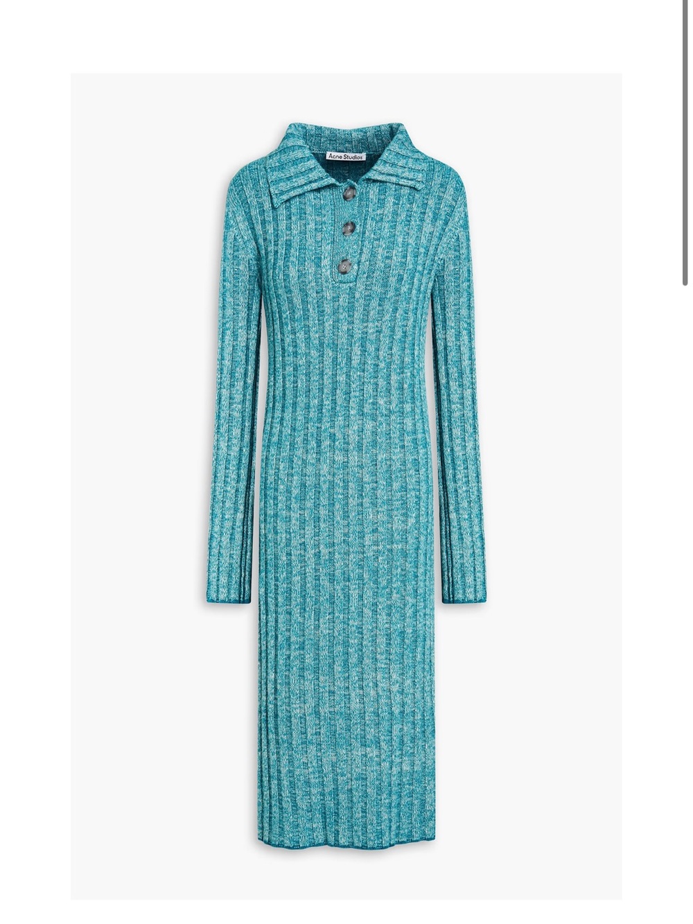 Acne Ribbed Polo Midi Dress in Teal